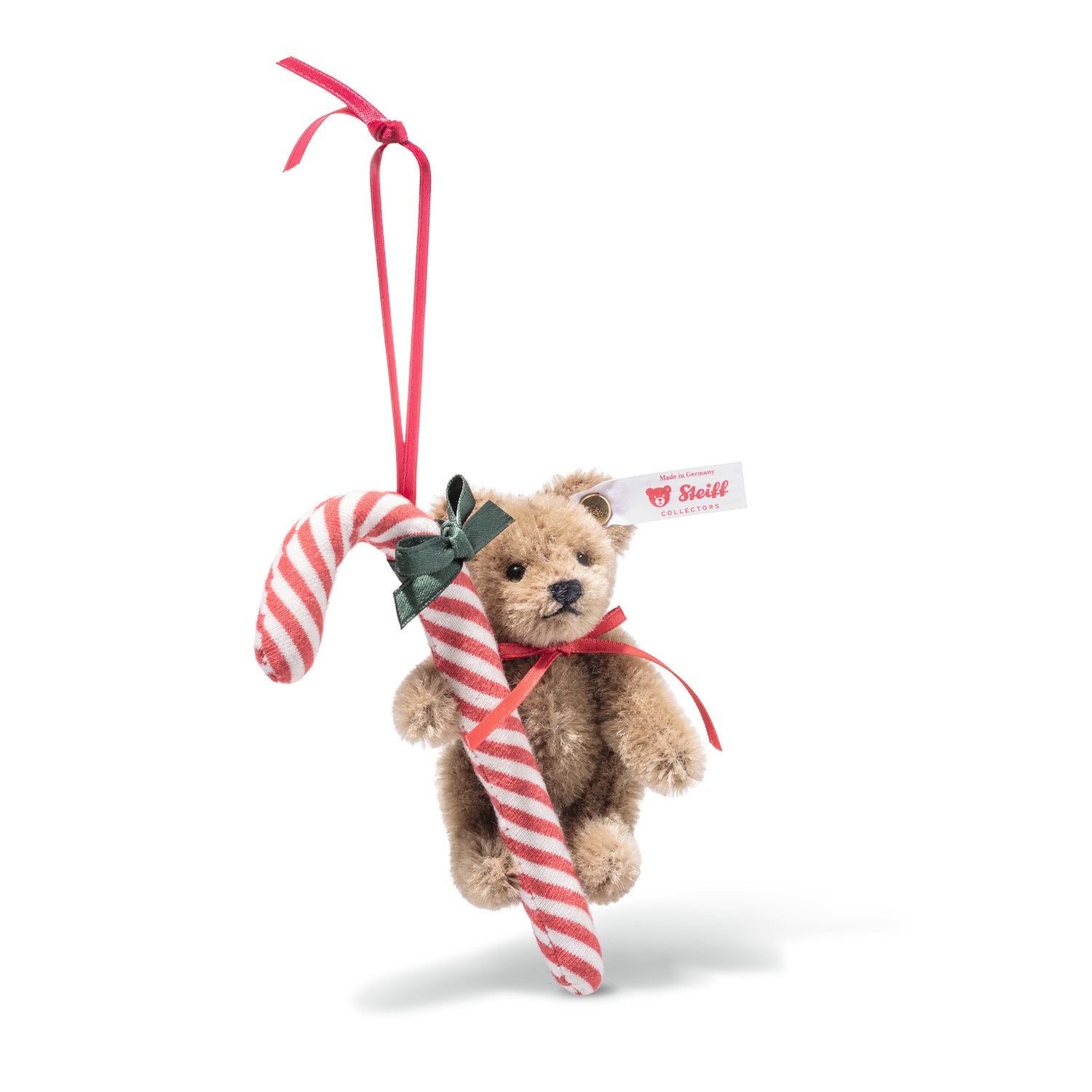 Candy Cane Teddy Ornament